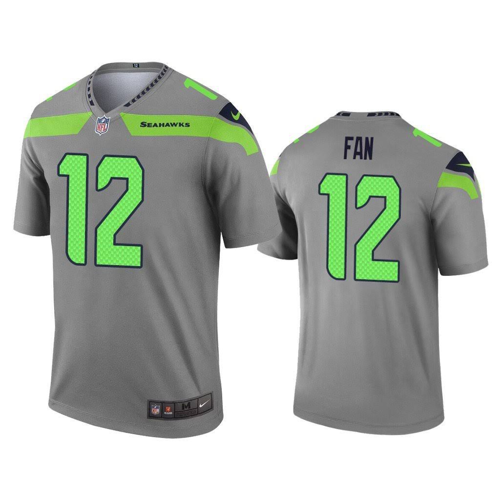 Men Seattle Seahawks 12 Fan Nike Gray Inverted Legend NFL Jersey